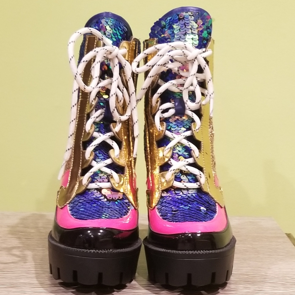 Sequin And Glitter Ankle Boots By Cape Robbin - Picture 4 of 4